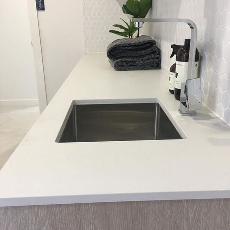 Caesarstone Fresh Concrete, Laundry Benchtop, Undermount Tub, Fresh Concrete Caesarstone, Laundry Modern, Marble Granite, Kitchen Inspirations, Marble, On Instagram