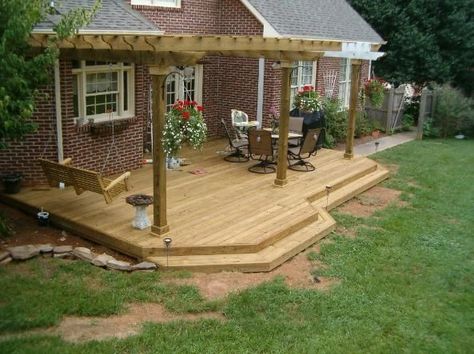 17 Best ideas about Low Deck Designs on Pinterest | Low deck ... Multi Level Deck With Pergola, Large Pergola, Pergola Deck, Porch Design Ideas, Low Deck, Patio Deck Designs, Wooden Deck, Cozy Backyard, Deck Designs Backyard