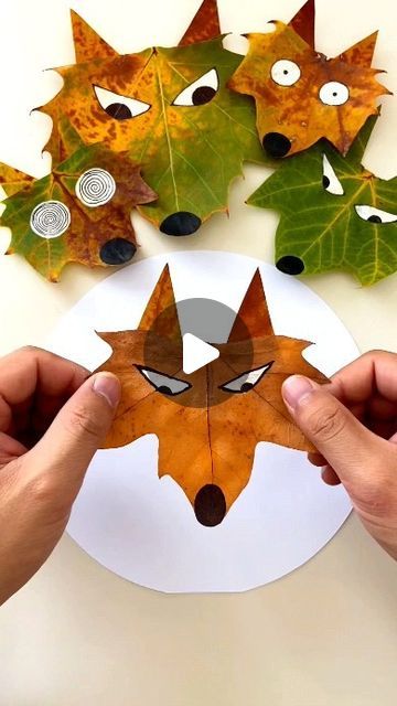 Autumn Crafts Kindergarten, Autumn Handmade For Kids, Yellow Day Activity For Kindergarten, Autumn Leaves Craft For Kids, Autumn Childrens Crafts, Leaves Arts And Crafts For Kids, Wolf Craft For Kids, Autumn Kindergarten Activities, Wolf Autumn