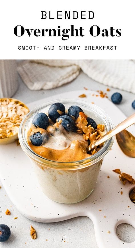 These blended overnight oats have a creamy, smooth consistency and super easy to whip up. Just add everything to your blender, soak overnight and enjoy for breakfast the next morning! Blended Overnight Oats, Cold Oats, Best Overnight Oats Recipe, Healthy Food Habits, Almond Granola, Overnight Oatmeal, Overnight Oats Recipe, Oats Recipes, Granola Recipes