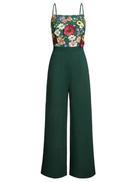 Patchwork Jumpsuit, Style Vert, Retro Stage, Vestidos Retro, Gatsby Dress, Standard Dress, Green Jumpsuit, Vestidos Vintage, Pantalon Large