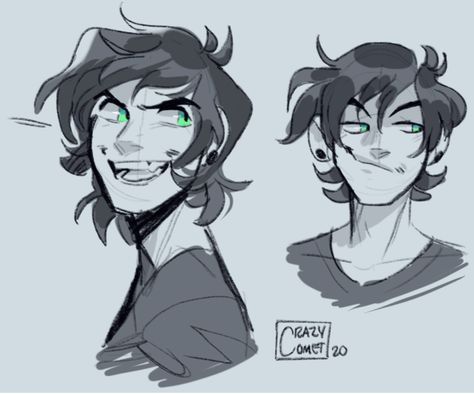 Cartoon Hair Reference Male, Grin Reference Drawing, Crazy Smile Reference, Villain Art Reference, Cartoonish Art Style Sketch, Crazy Character Design, Smile Reference, Smile Drawing, The Color Green