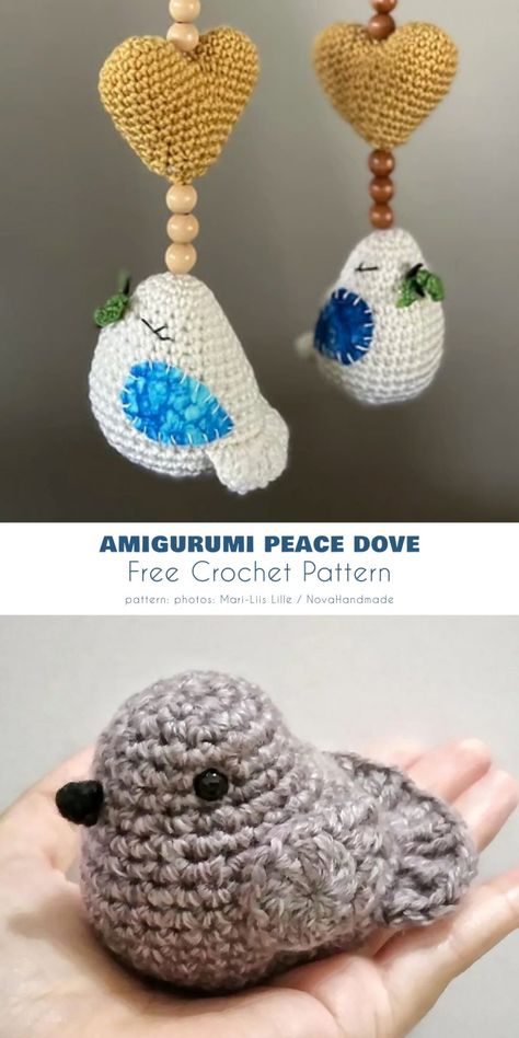 Crochet Bird Patterns, Tiny Animals, Bird Applique, Animals And Plants, Crochet Birds, Plushie Patterns, Toys Crochet, Peace Dove, Your Crochet