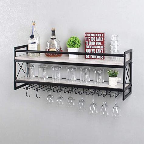 Industrial Wine Racks, Modern Wine Rack, Stemware Storage, Stemware Rack, Wall Mounted Wine Rack, Wine Shelves, Wine Glass Rack, Bottle Wall, Wine Rack Wall