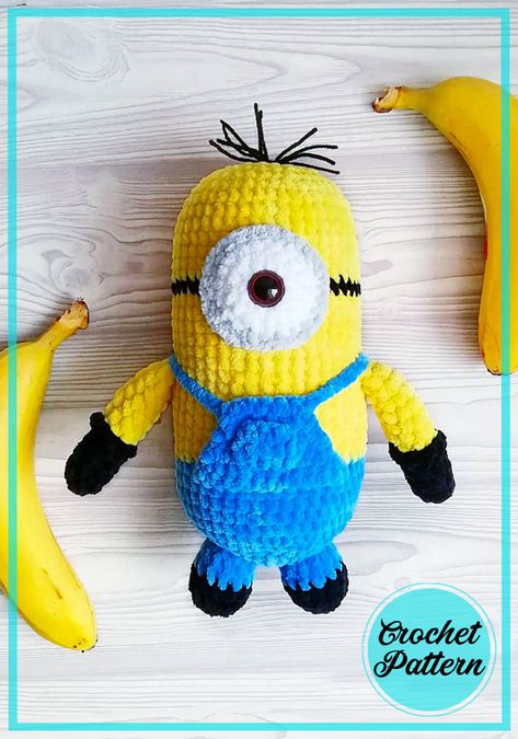 Plush Velvet Minion PDF Amigurumi Crochet Pattern - Amigurumiday Crochet Elmo Pattern Free, Minions Amigurumi, Minion Crochet Patterns, Minion Pattern, Crochet Elephant Pattern, Disney Crochet Patterns, Minion Crochet, Amigurumi Plush, Confection Au Crochet