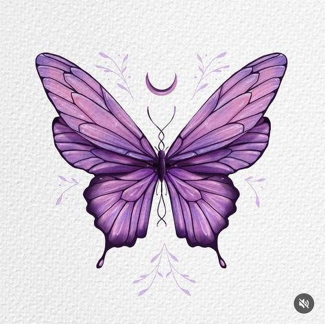 Butterfly Colorful Drawing, Butterfly Sketch Side View, Butterfly Drawing Purple, Drawing Ideas Butterflies, Purple Butterfly Clipart, Butterfly Drawing Watercolors, Butterfly Drawing With Color, Butterfly Drawing Colorful, Purple Butterfly Drawing