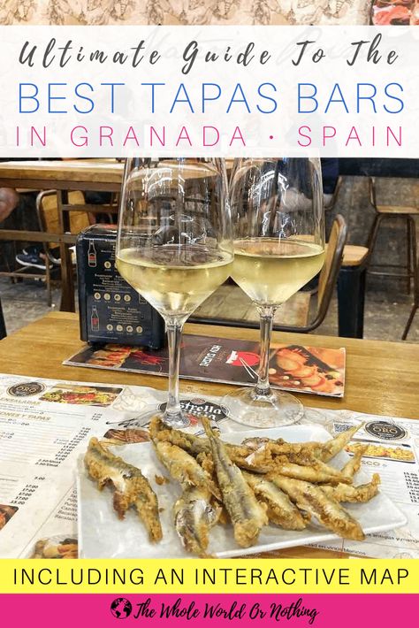 Experience the culture of this incredible Andalusian city through it's food. Here's the best tapas bars in Granada RIGHT NOW. Let's dig in! #granadaspain #visitspain #travelspain Granada Spain Food, Best Tapas, Sharing Platters, Crispy Shrimp, Hidden Bar, Spain Food, Outside Seating, Bar Crawl, Granada Spain