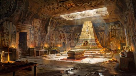 Majestic Pharaohâ€™s Tomb Inside Ancient Egyptian Pyramid with Hieroglyphics stock photos Pharaoh Tomb, The Mummy Film, Egyptian Tomb, Ancient Egyptian Tombs, Vector Girl, Gods Goddesses, Egyptian Pyramids, Coven, Ancient Egyptian