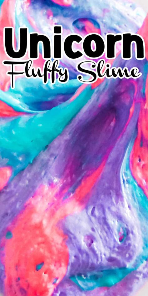 Unicorn Fluffy slime is one of the best slimes ever. It is simple to make and so much fun to play with. Fluffy and stretchy slime that is bright colored and perfect for the kids to play with! Made with simple ingredients you will love this easy Unicorn slime recipe and so will the kids. Unicorn Slime, Fluffy Slime No Glue, Fluff Slime, Fluffy Slime Without Shaving Cream, Fluffy Slime Recipe Shaving Cream, Safe Slime Recipe, Best Fluffy Slime Recipe, Fluffy Cloud Slime, Best Shaving Cream