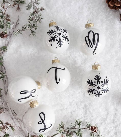 Monogram Ornaments | JOANN Kate Spade Christmas Tree, Monogram Ornaments, Shabby Chic Christmas Ornaments, Monogrammed Christmas Ornaments, Cricut Print And Cut, Pink Christmas Ornaments, Xmas Baubles, Unique Christmas Ornaments, Christmas Monogram