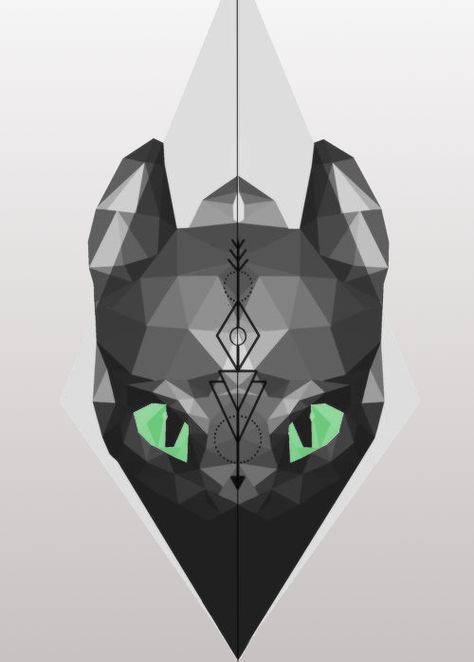 Toothless, recoloring. by Obispy symmetrical face, I take no credit for this, I just thought it looked cooler with the green eyes Night Fury, Dragon Tattoo, Low Poly, Black And White, White, Black