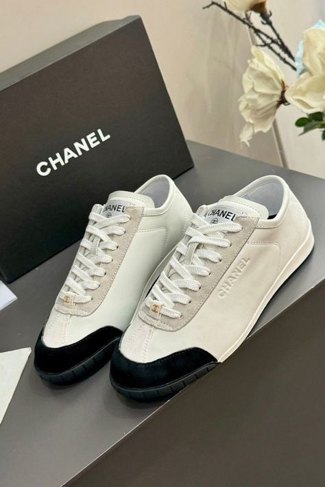 Elevate your style with the epitome of sophistication: Women's  Off White Chanel Sneakers! 🌟 👟 Whether you're strolling through the city streets or attending a brunch with friends, step out in timeless elegance with Women's off White Chanel Sneakers. #Chanel #WhiteSneakers #FashionIcon #LuxuryFootwear White Chanel Sneakers, Brunch With Friends, Chanel Sneakers, Sneaker Collection, Designer Sneakers, City Streets, Elevate Your Style, White Sneakers, White Nikes