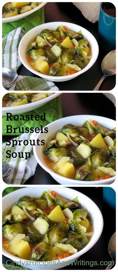 Soup For Christmas, Brussels Sprouts Soup Recipe, Brussel Sprout Soup, Christmas British, Sprout Soup, Soup Dishes, Homemade Soup Recipe, Soup Dish, Roasted Brussels Sprouts