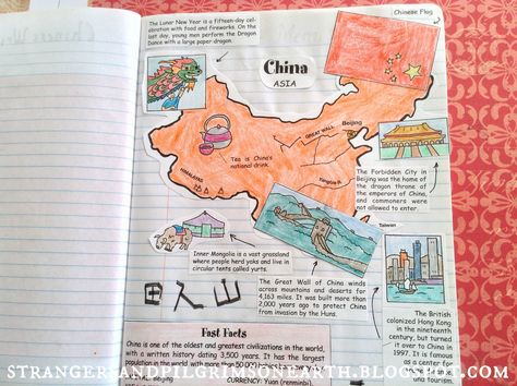 Geography Journal, China Geography, Earth Quick, Homeschool Writing, Homeschool Geography, Homeschooling Resources, Journal Making, Dragon Dance, Study Journal