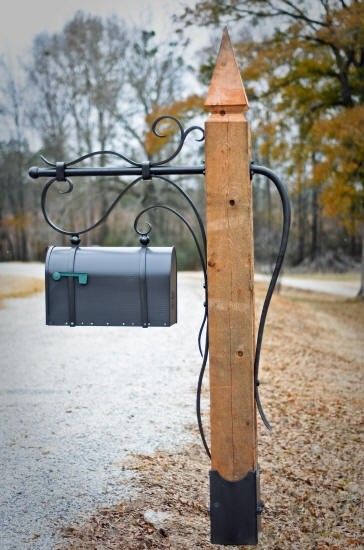 Iron Mailbox Post - Foter Diy Letter Boxes, Mail Box Ideas, Rustic Mailboxes, Mailbox Makeover, Mailbox Landscaping, Unique Mailboxes, Diy Mailbox, Mailbox Ideas, Mailbox Design