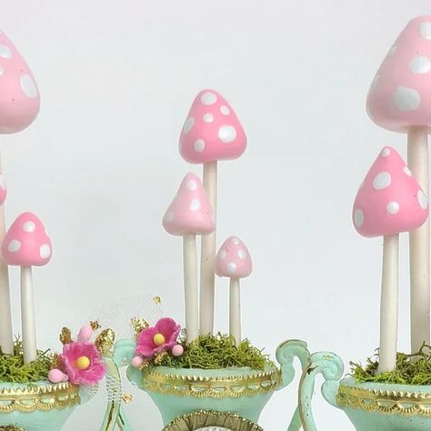 Debrina Pratt on Instagram: "Mushroom Trophies #mushrooms #clay #handmade #pinkmushroom #pink #pinkaesthetic #shabbychic #whimsicalart #collage #assemblage #diy #crafts #cottagecore #magic #fairyaesthetic #fairycore #pixiedustfiles #debrinapratt #art #artwork" Paloma Core, Easter Mushroom, Crafts Cottagecore, Mushrooms Clay, Debrina Pratt, Pink Mushroom, Fairy Aesthetic, Pink Spring, Aesthetic Painting