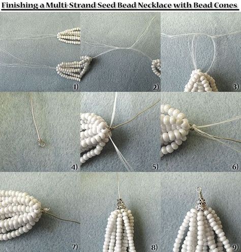 Two Ways to Finish a Multi Strand Seed Bead Necklace | Loose Ends: Motifs Perler, Loose Ends, Jewelry Techniques, Jewelry Making Tutorials, Seed Bead Necklace, How To Make Necklaces, Diy Schmuck, Bead Jewellery, Bijoux Diy