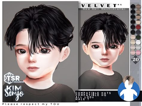 The Sims Resource - TS4 Toddler Hairstyle_Velvet Sims 4 Cc Childs Hair, Sims Child Hair, The Sims 4 Infant Cc Hair, Sims 4 Toddler Boy Hair, Sims 4 Cc Hair Kids Boy, Sims 4 Toddler Hair Boy, Sims 4 Boys Hair, Sims 4 Cc Kids Hair Boys, Kids Hair Sims 4 Cc