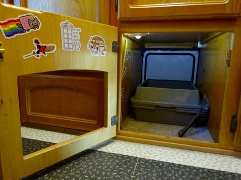 RV Cat Litter Box Inspirational Ideas Litter Box Room, Camper Cat, Rv Cat, Need To Pee, Box Room, Rv Organization, Diy Camper Remodel, To Pee, Cat Happy