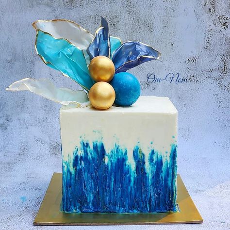 Sky Blue Cakes, Rice Paper Sails, All Shades Of Blue, Modern Cakes, Simple Cake Designs, Jewel Tone Wedding, Simple Cake, Chocolate Shells, Blue Cakes