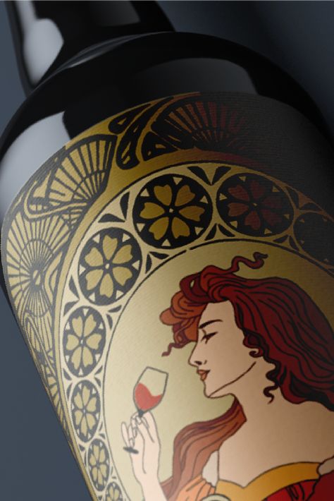 Packaging Design / Illustration / Brand Identity Art Nouveau Brand Identity, Wine Label Design Ideas, Wine Etiquette Design, Wine Label Illustration, Vino Art, Packaging Design Illustration, Wine Etiquette, Wine Bottle Label Design, Packaging Illustration