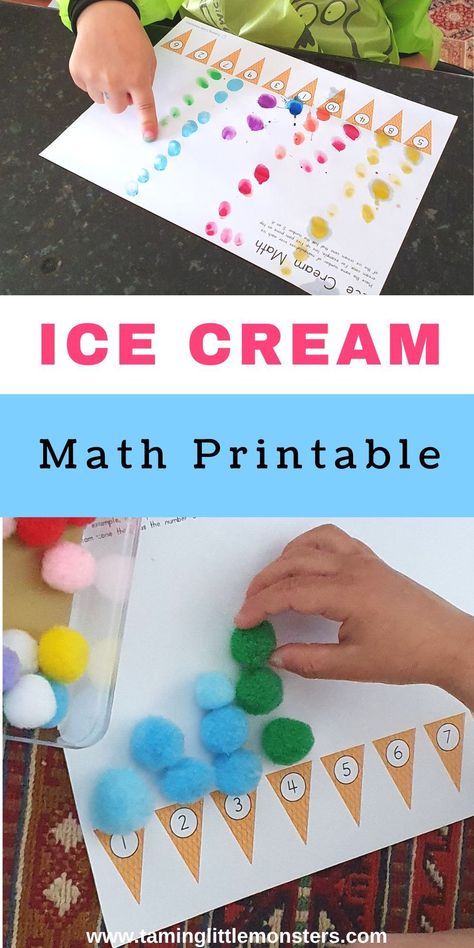 Summer Food Preschool Craft, Should I Share My Ice Cream Activities Preschool, Ice Cream Counting Activity, Summertime Theme Preschool, Math Projects Preschool, Math Ice Cream Activities, Prek Math Center Ideas, Ice Cream Truck Craft Preschool, End Of Summer Preschool Theme