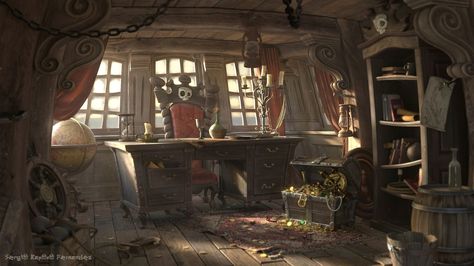 Image: Pirate Cabin - BlenderNation Pirate Cabin, Environment Artist, Interior Concept Art, Pirate Room, Captains Quarters, Bateau Pirate, Arte Steampunk, Sea Of Thieves, Pirate Halloween