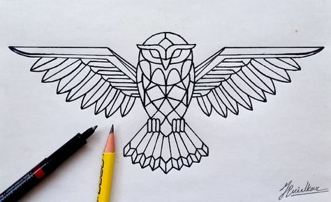 Linework Owl Tattoo, Snow Owl Tattoo, Photo Sketchbook, Mosaic Tattoo, Geometric Owl Tattoo, Linework Art, Pencil Photography, Simple Owl, Dragon Tattoo Ideas