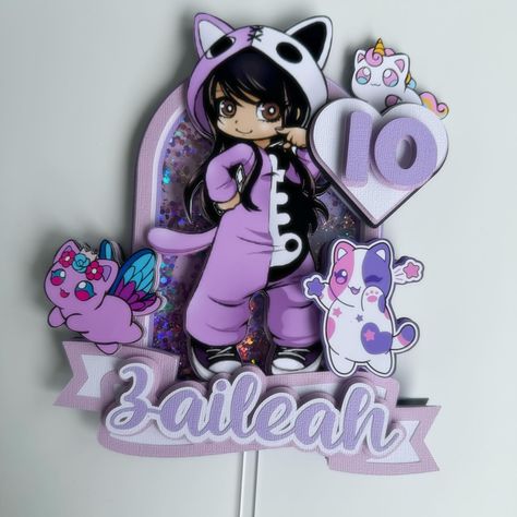 ✨ Zaileah ✨ ✨ Aphmau inspired shaker topper ✨ Aphmau Cake, Aphmau Party, Cardstock Cake Topper, Shaker Topper, Birthday Cake Toppers, Wedding Basket, Multi Layering, Cake Topper, Cake Toppers