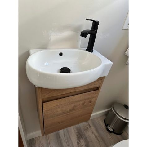 Bathroom Vanity With Sink In 16/18/23 Inch, Floating/Freestanding Bathroom Vanity With Soft Close Door - Bed Bath & Beyond - 39869009 Tiny Sink, Door Bed, Very Small Bathroom, Small Bathroom Sinks, Sink Ideas, Bathroom Vanity With Sink, Sage Green Bedroom, Vanity With Sink, Close Door