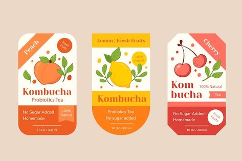 Free vector hand drawn kombucha label co... | Free Vector #Freepik #freevector #drink-label #kombucha #label-collection #badge Salad Logo, Kombucha Labels, Kombucha Packaging, Sand Projects, Brand Creation, Children's Illustration, Vector Hand, Work Inspiration, Kombucha