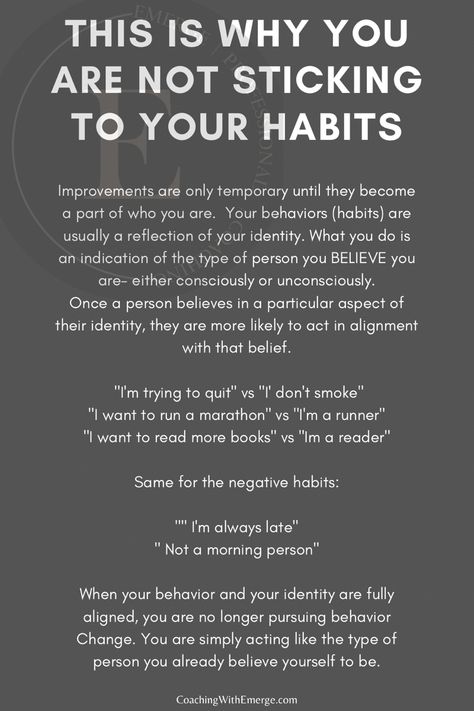 How To Change Your Habits, How To Change Your Identity, How To Change Self Concept, Change Identity, Ways To Change Your Mindset, Identity Change, Finding Your Identity, Change Your Mindset Change Your Life, Change Your Habits