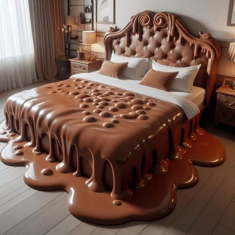 Chocolate-Inspired Bed: Unlock Your Sweet Dreams Weird Beds, Weird Furniture, Amazing Bedroom Designs, Cool Room Designs, Unique Furniture Design, Cookie Recipes Homemade, Unique Furniture Pieces, Dreams Beds, Bedroom Decor Design