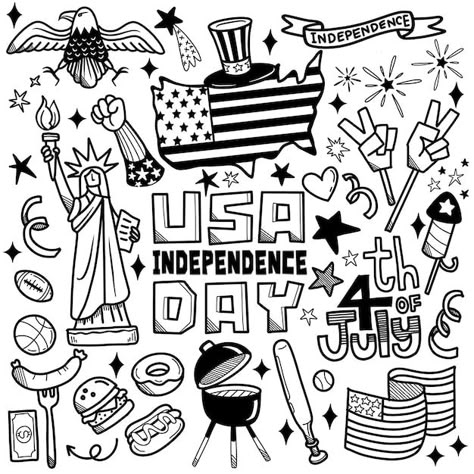 American Flag Doodle, Fourth Of July Drawings Ideas, Memorial Day Doodles, Memorial Day Drawings, America Doodles, Patriotic Doodles, Fourth Of July Doodles, Fourth Of July Drawings, Patriotic Illustrations