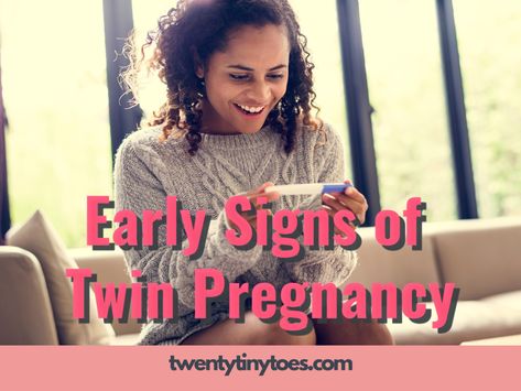 One question newly pregnant moms always seem to ask is - could I be pregnant with twins?  What are some common early signs of twins in pregnancy?  Can you tell if you are pregnant with twins by the signs and symptoms alone?  Even though most women aren't actually hoping for twins, it's still fun to speculate about!  #twentytinytoes #twinpregnancy #twins #pregnancy Early Signs Of Twins, Signs Of Twin Pregnancy, Twin Pregnancy Belly, Twins Pregnancy, Pregnant With Twins, Newly Pregnant, Get Pregnant Fast, Twin Pregnancy, Pregnancy Care