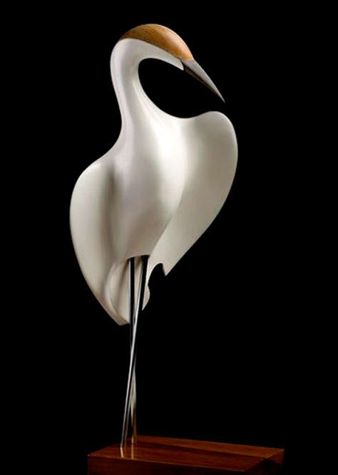 Kotuku-(White-Heron)-by-Rex-Homan,-Māori-artist Rex Homan, Heron Sculpture, Ceramic Birds Sculpture, Bird Pottery, Beautiful Sculptures, White Heron, Art Deco Vases, Danish Ceramics, Antique Sculpture