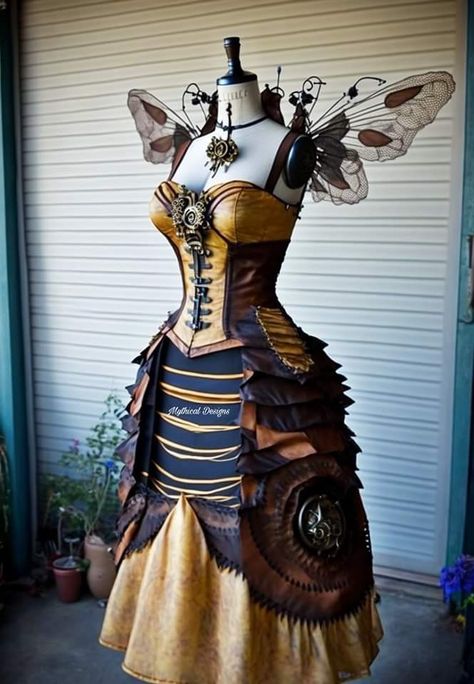 Queen Bee Costume Diy, Bee Armor, Womens Armor, Bee Cosplay, Spider Fashion, Steampunk Bee, Bee Fairy, Bee Clothing, Bee Outfit