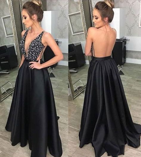 f016e59c7ad8b1d72903bb1aa5720d53desc50099285ri Cocktail Prom Dress, Backless Evening Dress, Beaded Prom Dress, Black Prom, Satin Prom Dress, Dress Satin, Fashion Elegant, Black Prom Dresses, Long Prom Dress