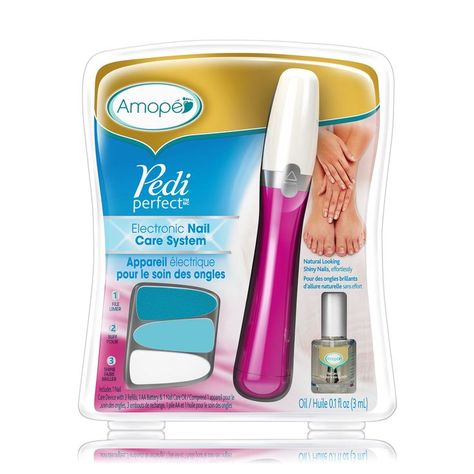 Amope Pedi Perfect Electronic Nail File, 1 Count, with Nail Oil Sample Buff Nails, Underarm Hair Removal, Natural Nail Designs, Electric Nail File, Nail Oil, Wax Hair Removal, Body Hair Removal, Unwanted Hair Removal, Nail Fungus