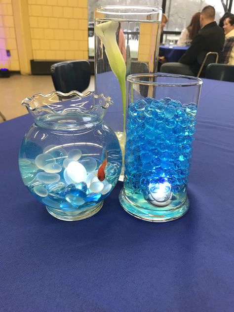 Sports Banquet Centerpieces, Pool Party Centerpieces, Swim Banquet, Swim Team Gifts, Banquet Centerpieces, Quince Themes, Sports Banquet, Banquet Ideas, Banquet Tables