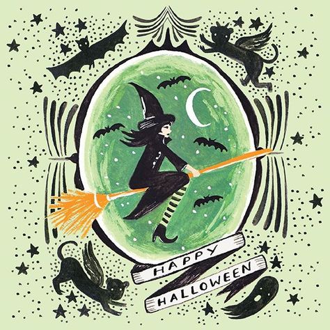 Rifle Paper Co. on Instagram: “Wishing you a spooky Halloween 🧙‍♀️🖤🕷️ (Psst... we have a few Halloween greetings available on paperlesspost.com, including this one!)…” Holiday Party Themes, Halloween Invitation, Halloween Greetings, Halloween Illustration, Halloween Card, Season Of The Witch, Halloween Party Invitations, Witch Halloween, Wicked Witch