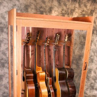 American Music Furniture - Humidified Guitar Cabinet Guitar Storage Cabinet, Music Room Storage, Diy Guitar Stand, Guitar Mount, Guitar Display Case, Music Furniture, Farmhouse Addition, Guitar Storage, Guitar Display