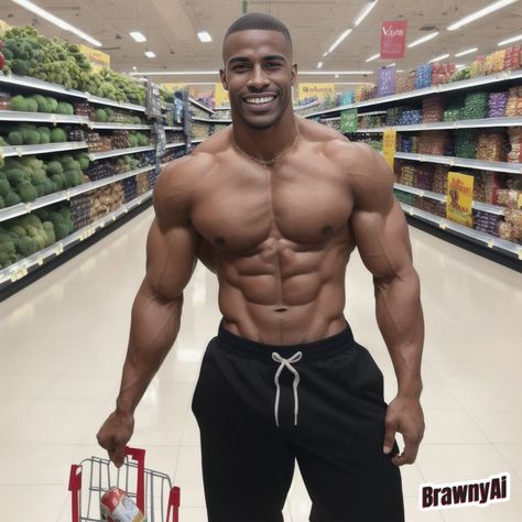 Imagine going to the supermarket on a Saturday and finding this irresistible muscular black man hunk doing his grocery shopping with a charming smile. Who could resist? 🛒😍💪🏾
#BrawnyAi #gay #gays #instagay #musclemen #muscleguys #gayguys #hunk #jocks #groceryshopping Male Arm Muscle Reference, Short Buff Guys, Chubby Muscular Build, Buff Black Men, Big Muscular Man, Fat Black Man, Chase Core, Muscular Black Man, Built Men