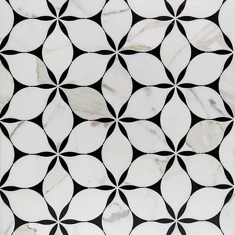 Natural Stone Tiles & Stone Mosaic Tile | TileBar.com Waterjet Marble, Pearl Tile, Calacatta Gold Marble, Tiles Bathroom, Marble Polishing, Nero Marquina, Tile Mosaic, Mosaic Flowers, Calacatta Marble