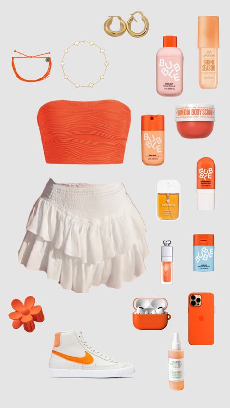 #outfitinspo #orange #summer Preppy Outfits For School, Preppy Inspiration, Preppy Summer Outfits, Casual Preppy Outfits, Outfit Inspo Casual, Trendy Outfits For Teens, Lazy Outfits, Cute Preppy Outfits, Easy Trendy Outfits