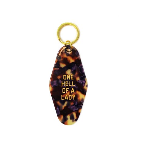 One Hell of a Lady Motel Keytag – Golden Gems Hotel Keychain, Gold Key, Unique Jewelry Gifts, Unique Candles, Cool Stickers, A Lady, Ladies Boutique, Tag Necklace, Cool Gifts