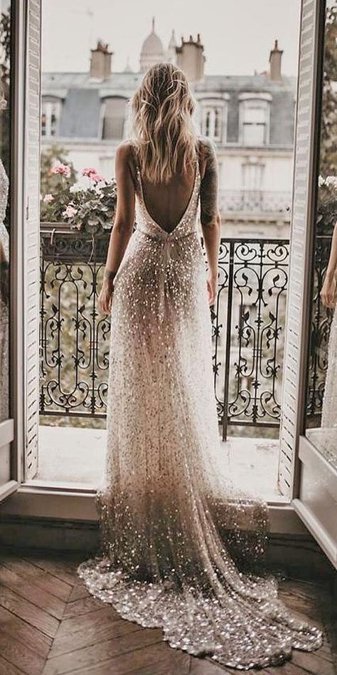 60 Trendy Wedding Dresses For 2020/2021 | Wedding Dresses Guide Simple Bridal Dresses, Unusual Wedding Dresses, Cape Wedding Dress, Sparkle Wedding Dress, Wedding Dress Guide, Sequin Wedding, Trendy Wedding Dresses, Occasion Dresses Wedding, Dress Guide