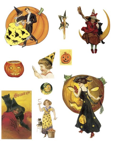 Little Grey Bungalow: Vintage Images - Halloween Nostalgic Halloween, Holiday Clip Art, Halloween Food Dinner, Clip Art Halloween, Vintage Halloween Images, Diy Halloween Crafts, Halloween Illustrations, Free Collage, Art Victorian