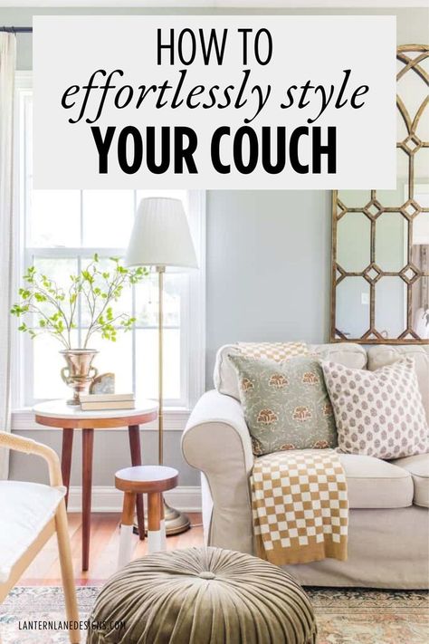 Unleash the potential of your living room with our top couch styling tips. From throw pillows to decorative couch pillows, we've got you covered. Find inspiration to style your large sectional for a warm and inviting home. Style A Couch, Beige Sofa Living Room, Hot Pink Throw Pillows, Best Couch, Floral Couch, Living Room Throws, Beige Couch, Couch Styling, Large Couch