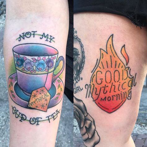 Morning Tattoo, Good Mythical Morning, Rhett And Link, I Tattoo, Watercolor Tattoo, Body Art, Tattoos